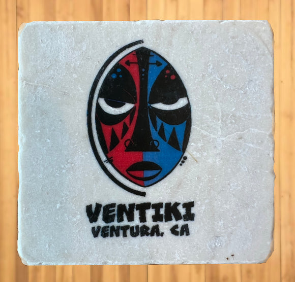 VenTiki Tumbled Stone Coaster - Mask